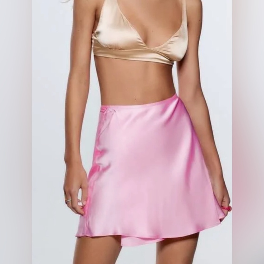Zara pink mini wrap skirt size S
